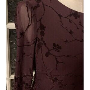 NWOT Ralph Lauren LRL Floral Burnout Dress 0P Velvet Plum Cocktail Holiday